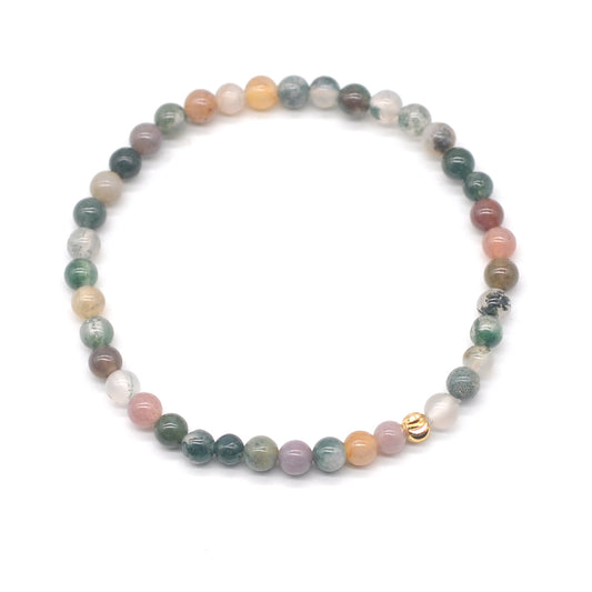 CGB728 Indian Agate Beaded Stretch Bracelet Round 4mm