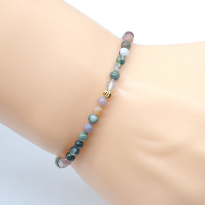 CGB728 Indian Agate Beaded Stretch Bracelet Round 4mm