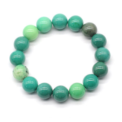 CGB73 Grass Agate Beads Stretch Bracelet Smooth Round 10mm 12mm