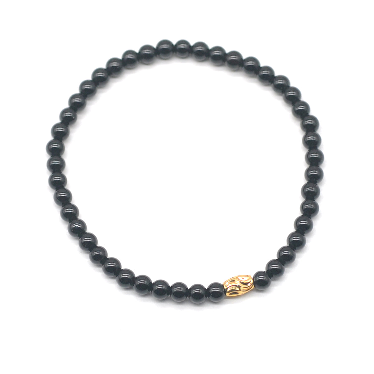 CGB733 Black Agate Beaded Stretch Bracelet Round 4mm