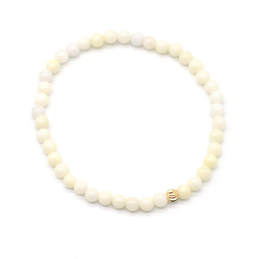 CGB739 Ivory Jade Beaded Stretch Bracelet Round 4mm