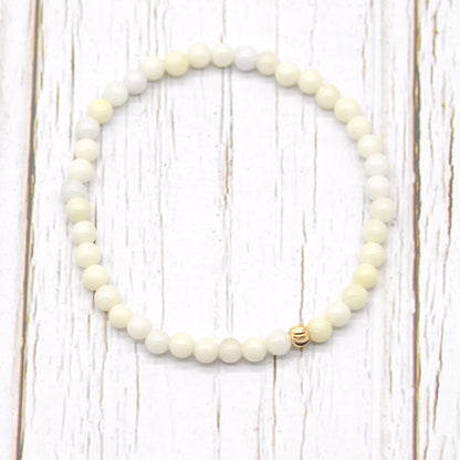 CGB739 Ivory Jade Beaded Stretch Bracelet Round 4mm