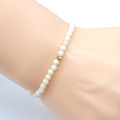 CGB739 Ivory Jade Beaded Stretch Bracelet Round 4mm