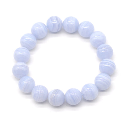 CGB74 Blue Lace Agate Beads Stretch Bracelet Smooth Round 10mm 12mm