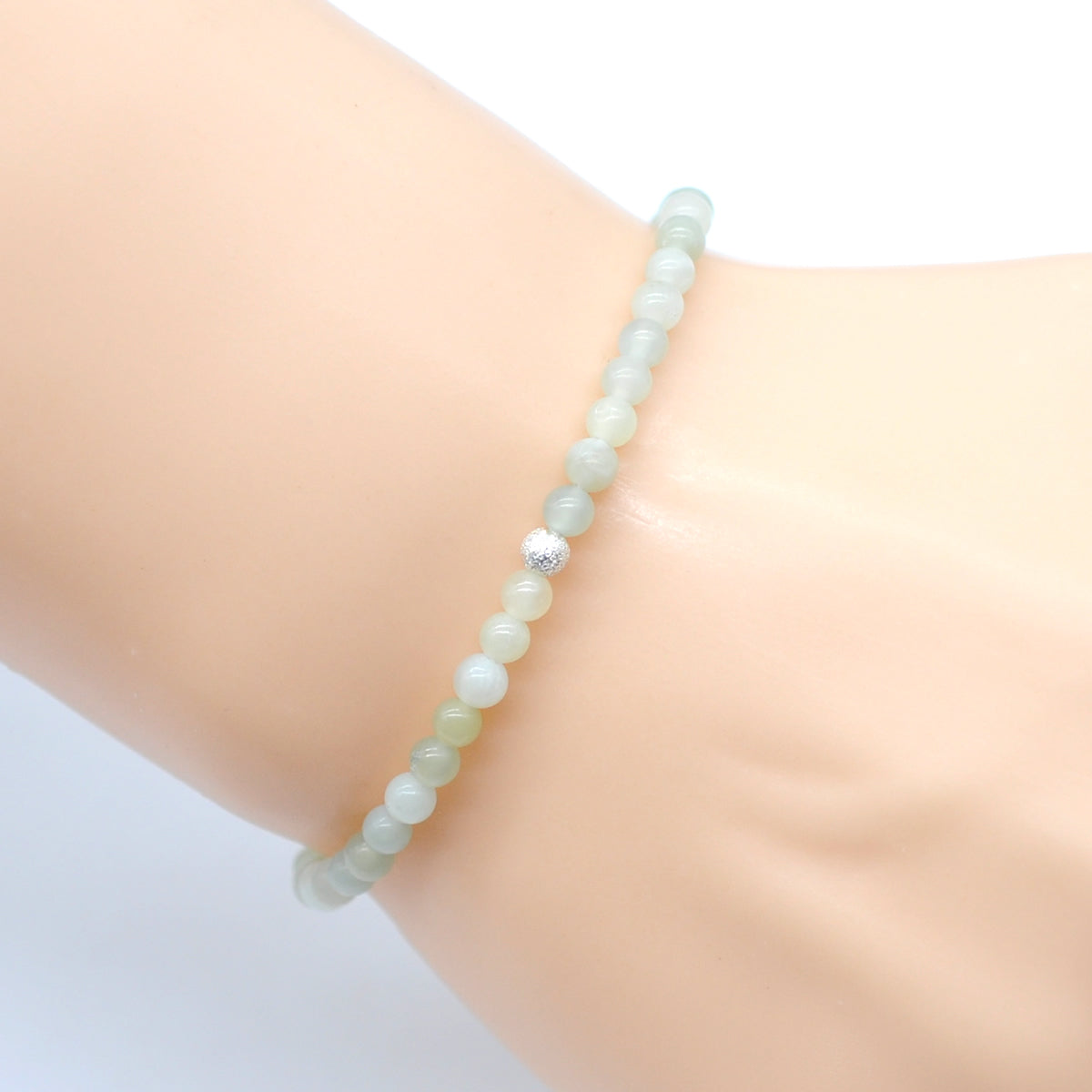 CGB740 New Jade Beaded Stretch Bracelet Round 4mm