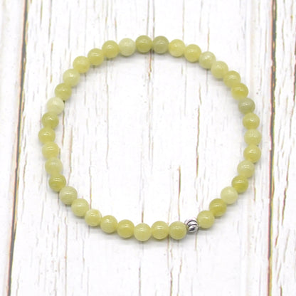 CGB742 China Jade Beaded Stretch Bracelet Round 4mm