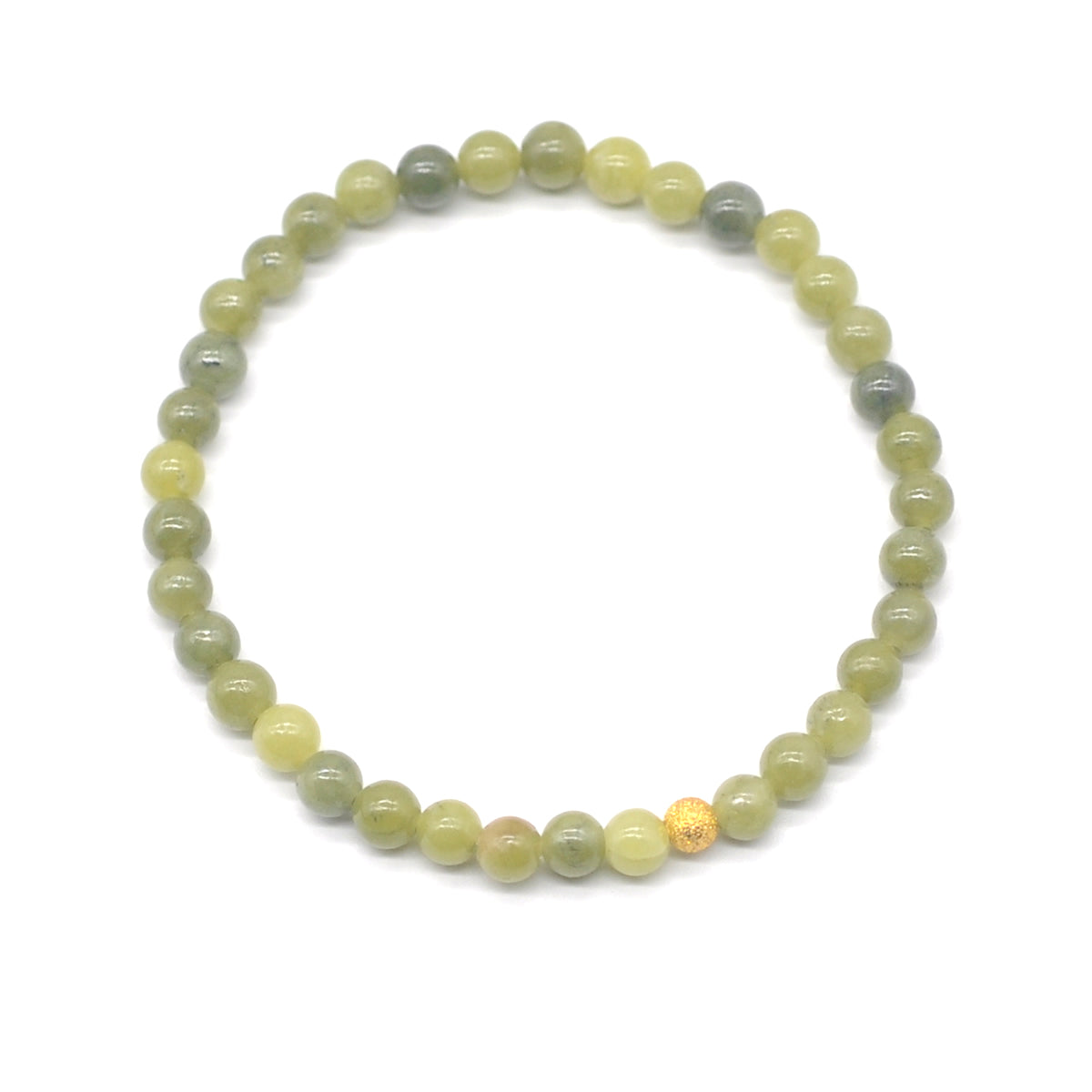 CGB743 Canadian Jade Beaded Stretch Bracelet Round 4mm