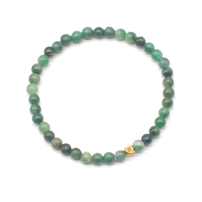 CGB744 African Jade Beaded Stretch Bracelet Round 4mm