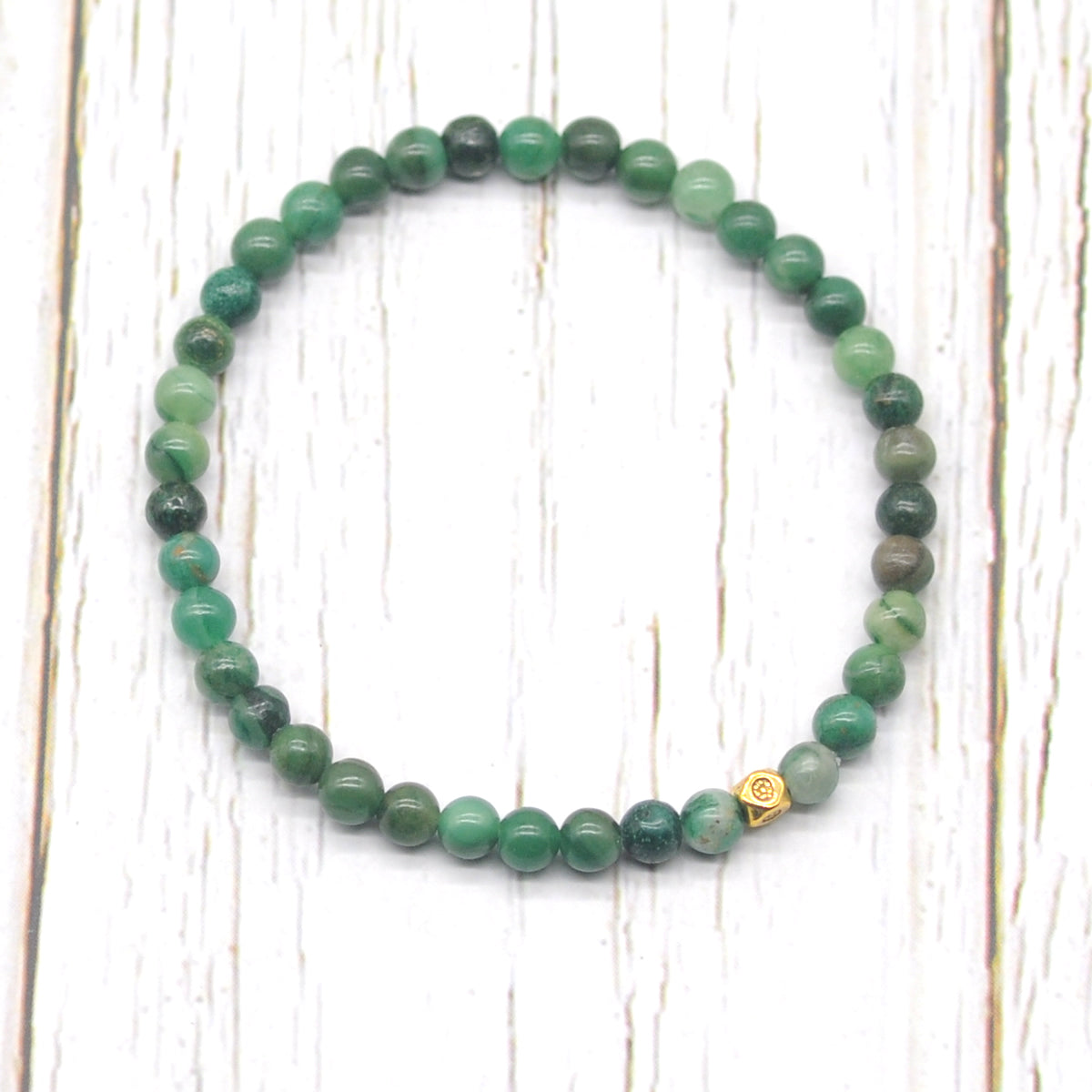 CGB744 African Jade Beaded Stretch Bracelet Round 4mm