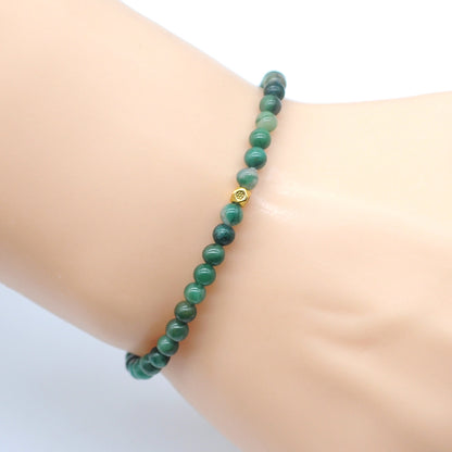 CGB744 African Jade Beaded Stretch Bracelet Round 4mm