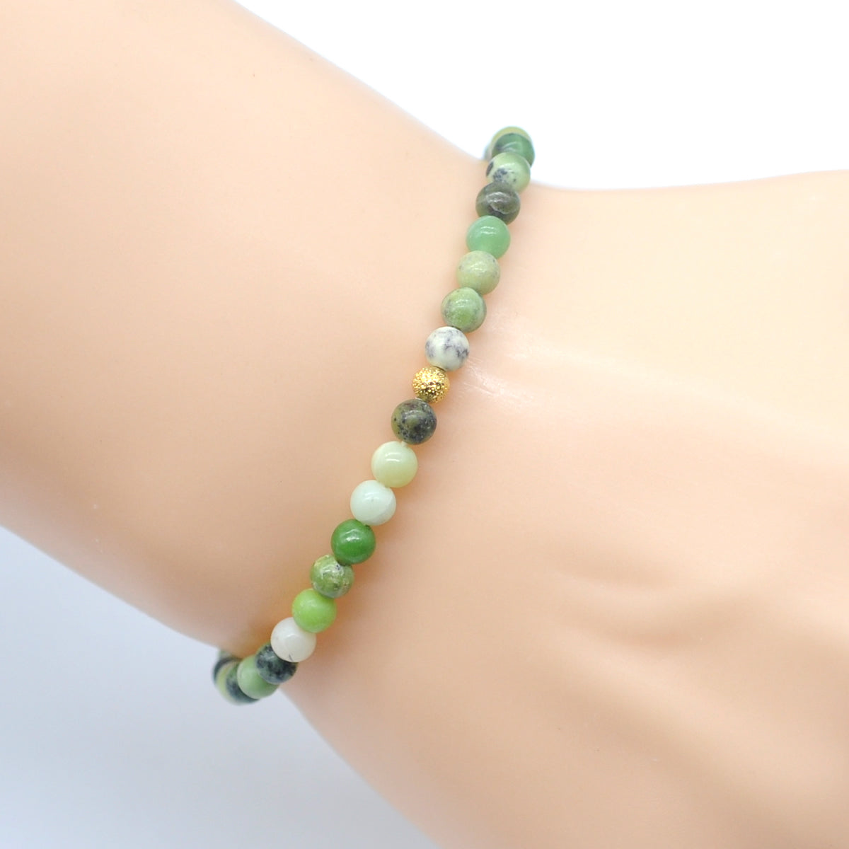 CGB745 Australia Chrysoprase Beaded Stretch Bracelet Round 4mm