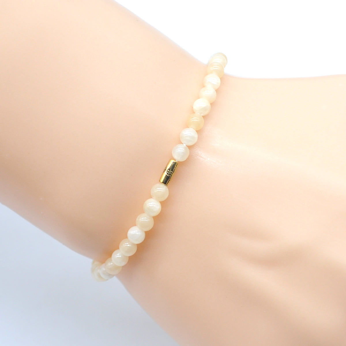 CGB746 Honey Jade Beaded Stretch Bracelet Round 4mm