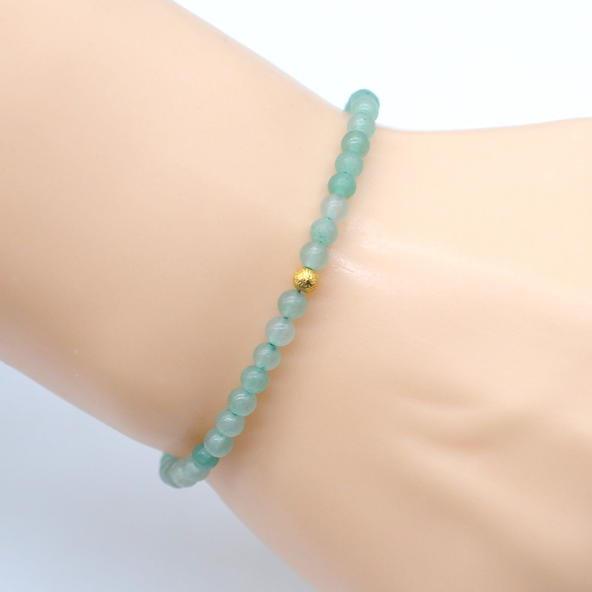 CGB748 Green Aventurine Jade Beaded Stretch Bracelet Round 4mm