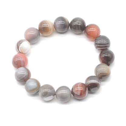 CGB75 Botswana Agate Beads Stretch Bracelet Smooth Round 10mm 12mm