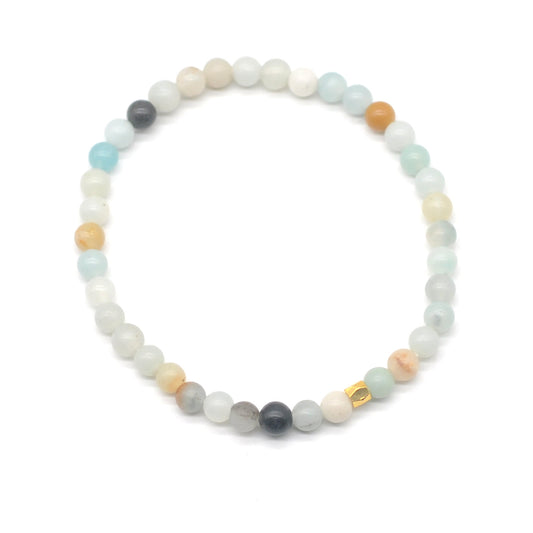 CGB751 Colorful Amazonite Beaded Stretch Bracelet Round 4mm