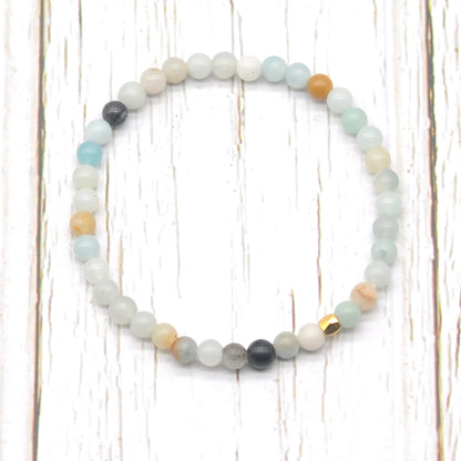 CGB751 Colorful Amazonite Beaded Stretch Bracelet Round 4mm