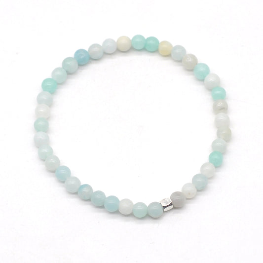 CGB752 Amazonite Gemstone Beaded Stretch Bracelet Round 4mm