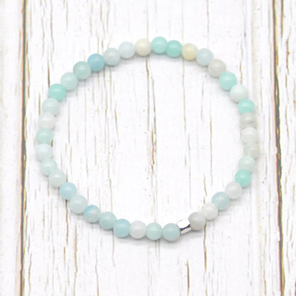 CGB752 Amazonite Gemstone Beaded Stretch Bracelet Round 4mm