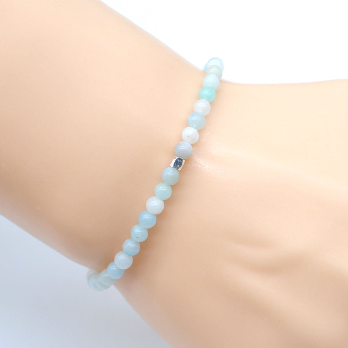 CGB752 Amazonite Gemstone Beaded Stretch Bracelet Round 4mm