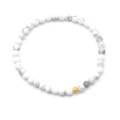 CGB753 White Howlite Beaded Stretch Bracelet Round 4mm