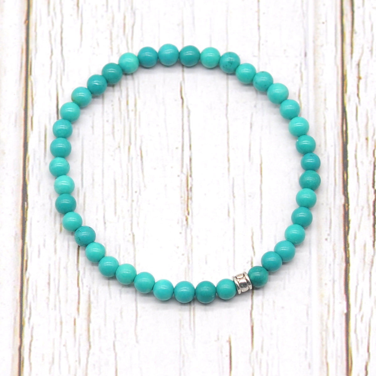 CGB754 Turquoise Gemstone Beaded Stretch Bracelet Round 4mm