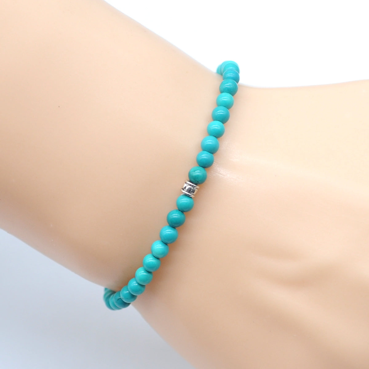 CGB754 Turquoise Gemstone Beaded Stretch Bracelet Round 4mm