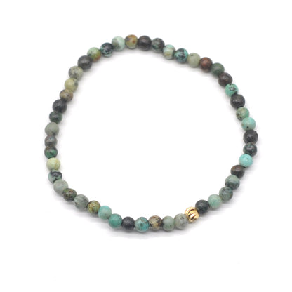 CGB755 African Turquoise Beaded Stretch Bracelet Round 4mm