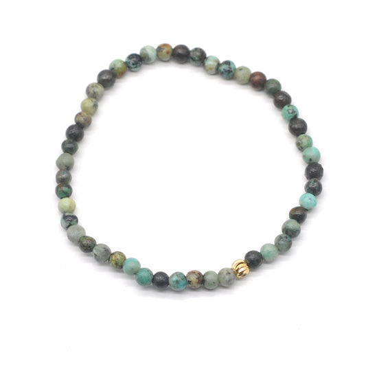 CGB755 African Turquoise Beaded Stretch Bracelet Round 4mm