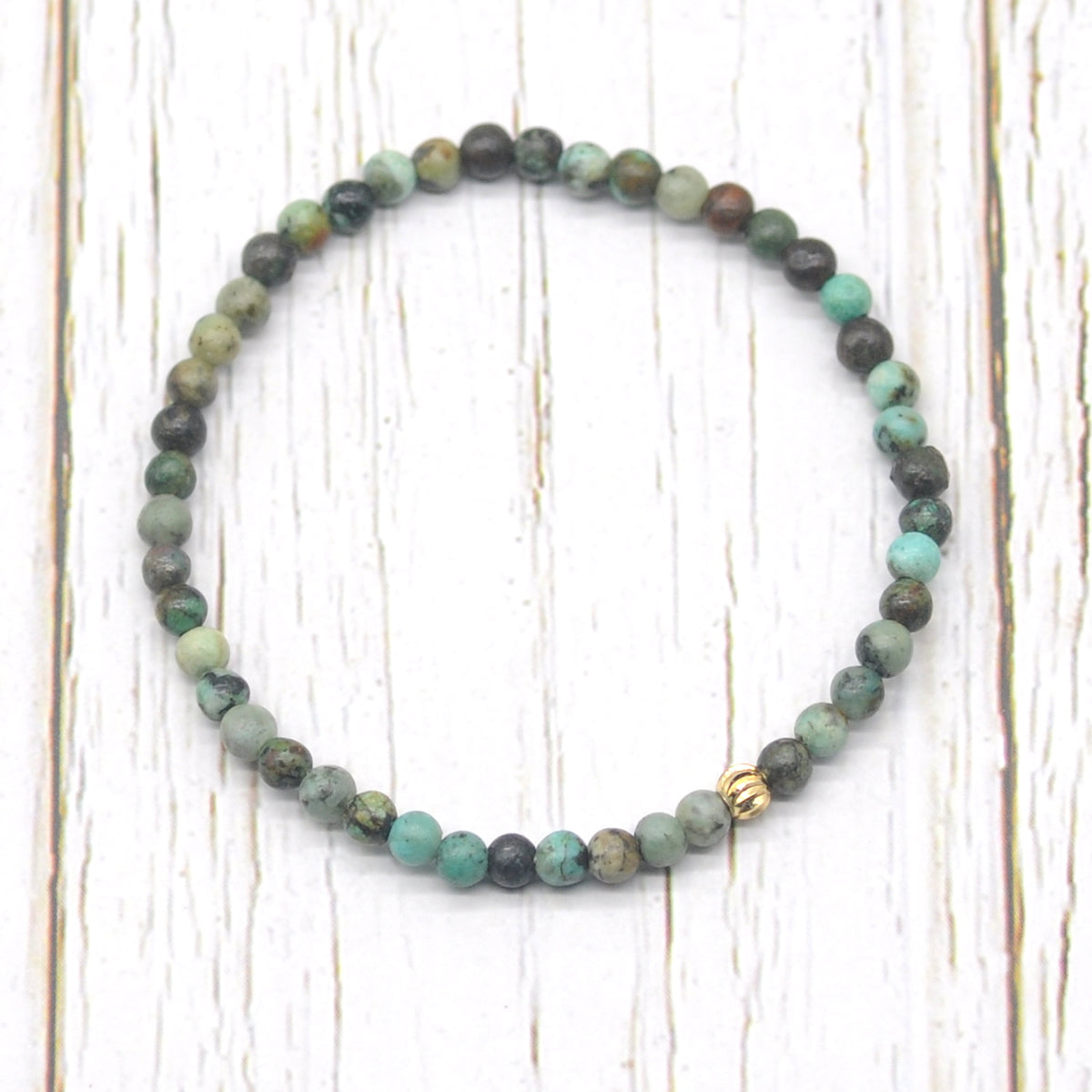 CGB755 African Turquoise Beaded Stretch Bracelet Round 4mm