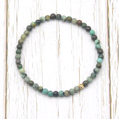 CGB755 African Turquoise Beaded Stretch Bracelet Round 4mm