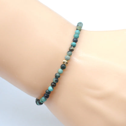 CGB755 African Turquoise Beaded Stretch Bracelet Round 4mm