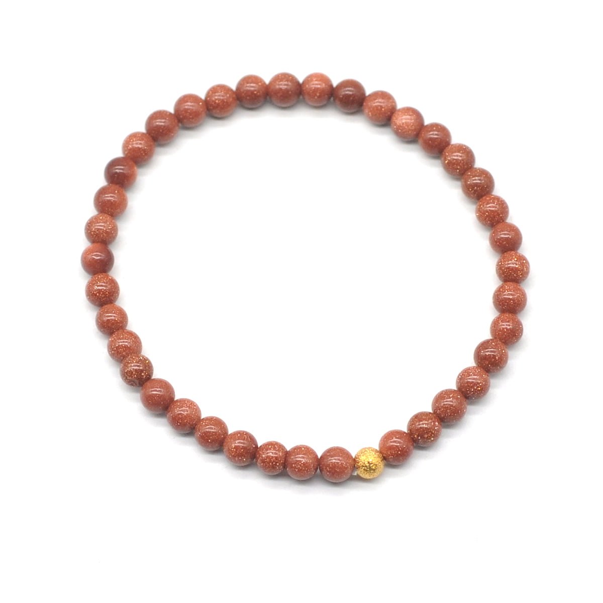 CGB757 Brown Goldstone Beaded Stretch Bracelet Round 4mm