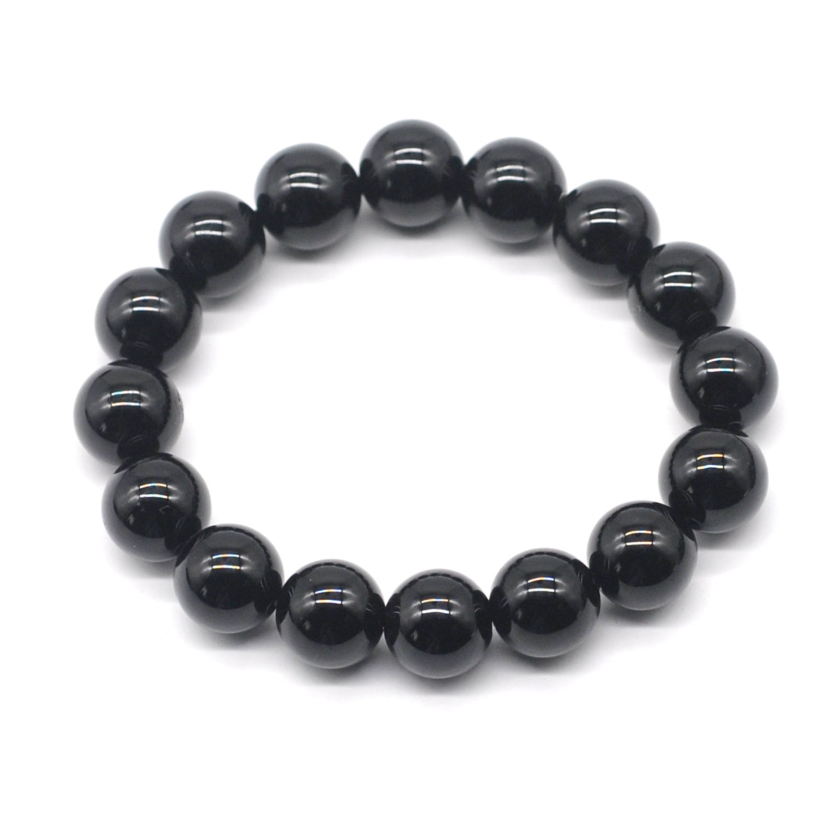 CGB76 Black Agate Beads Stretch Bracelet Smooth Round 10mm 12mm