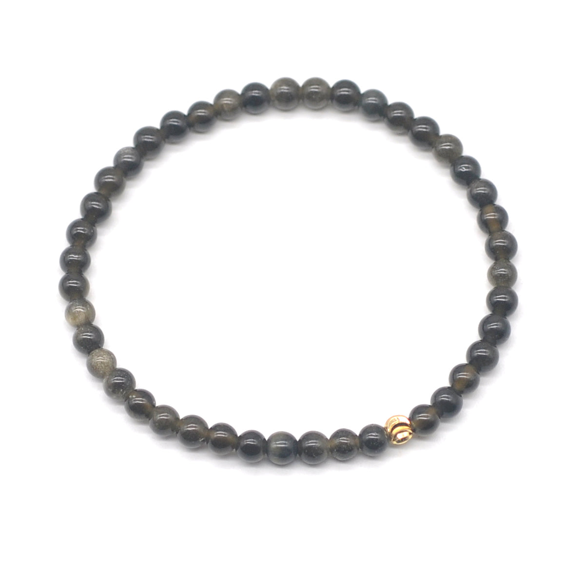 CGB761 Golden Obsidian Beaded Stretch Bracelet Round 4mm