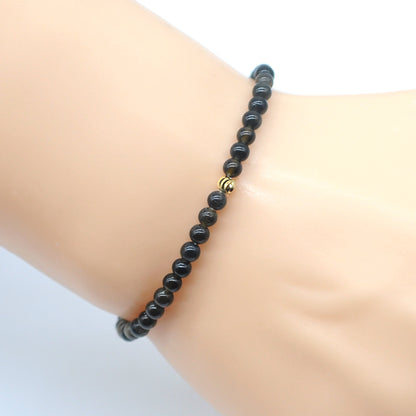 CGB761 Golden Obsidian Beaded Stretch Bracelet Round 4mm