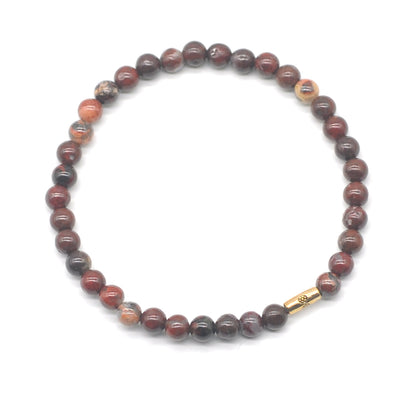 CGB767 Brecciated Jasper Beaded Stretch Bracelet Round 4mm