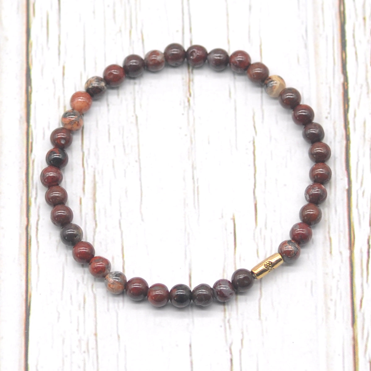 CGB767 Brecciated Jasper Beaded Stretch Bracelet Round 4mm