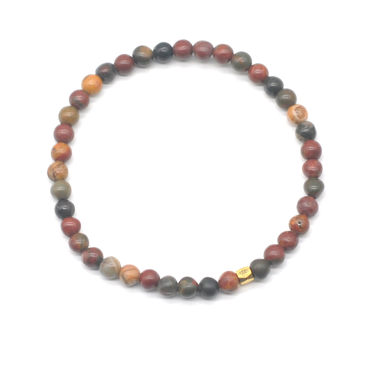 CGB768 Picasso Jasper Beaded Stretch Bracelet Round 4mm