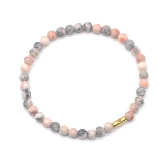 CGB769 Pink Zebra Jasper Beaded Stretch Bracelet Round 4mm