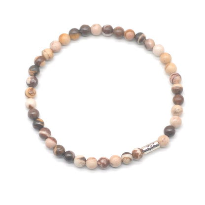 CGB770 Australian Zebra Jasper Beaded Stretch Bracelet Round 4mm