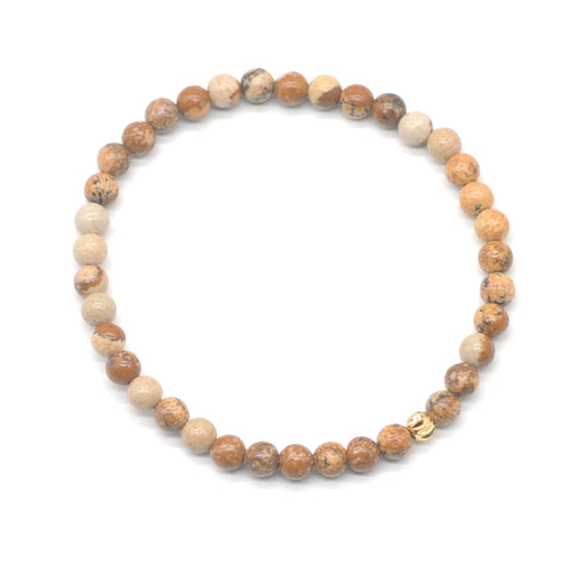 CGB771 Picture Jasper Beaded Stretch Bracelet Round 4mm