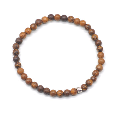 CGB774 Elephant Skin Jasper Beaded Stretch Bracelet Round 4mm