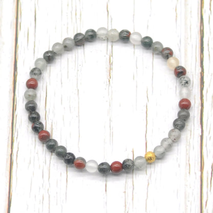 CGB777 Blood Jasper Beaded Stretch Bracelet Round 4mm