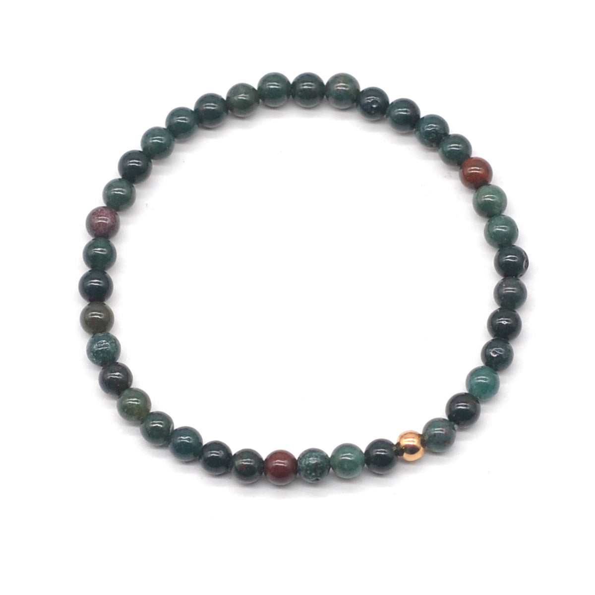 CGB778 Indian Bloodstone Beaded Stretch Bracelet Round 4mm