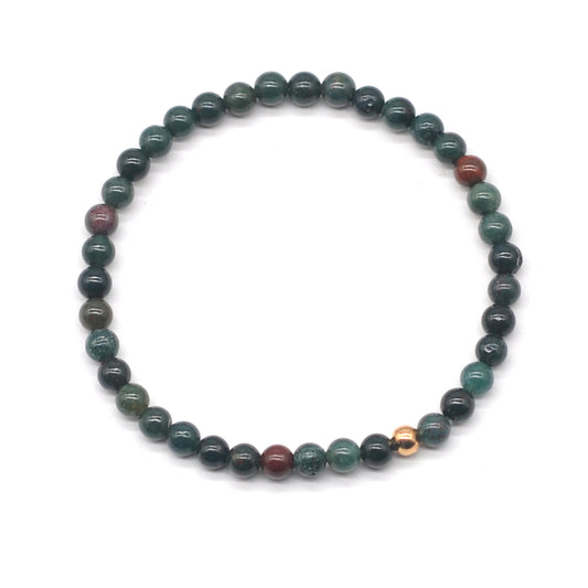 CGB778 Indian Bloodstone Beaded Stretch Bracelet Round 4mm