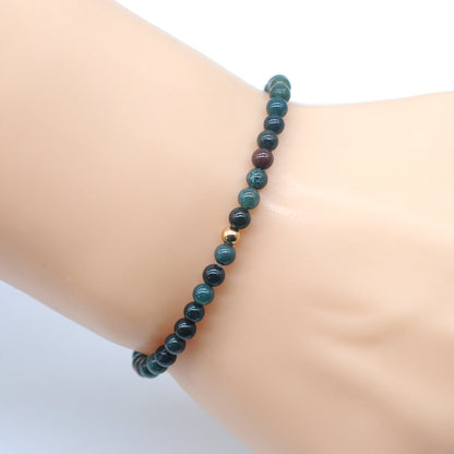 CGB778 Indian Bloodstone Beaded Stretch Bracelet Round 4mm