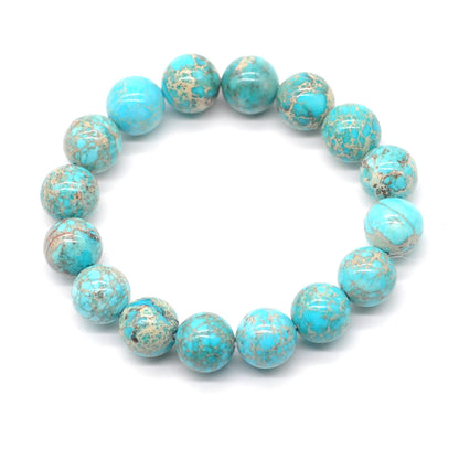 CGB78 Sea Sediment Jasper Beads Stretch Bracelet Smooth Round 10mm 12mm