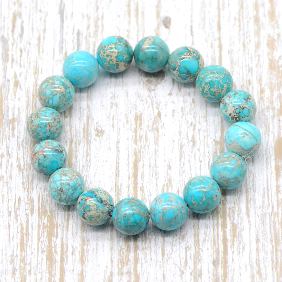 CGB78 Sea Sediment Jasper Beads Stretch Bracelet Smooth Round 10mm 12mm