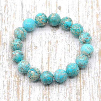 CGB78 Sea Sediment Jasper Beads Stretch Bracelet Smooth Round 10mm 12mm