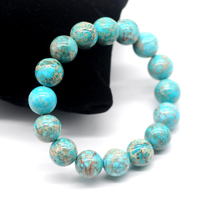 CGB78 Sea Sediment Jasper Beads Stretch Bracelet Smooth Round 10mm 12mm